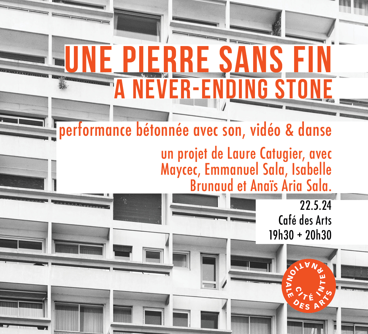 Flyer performance de Laure Catugier, a never ending stone
